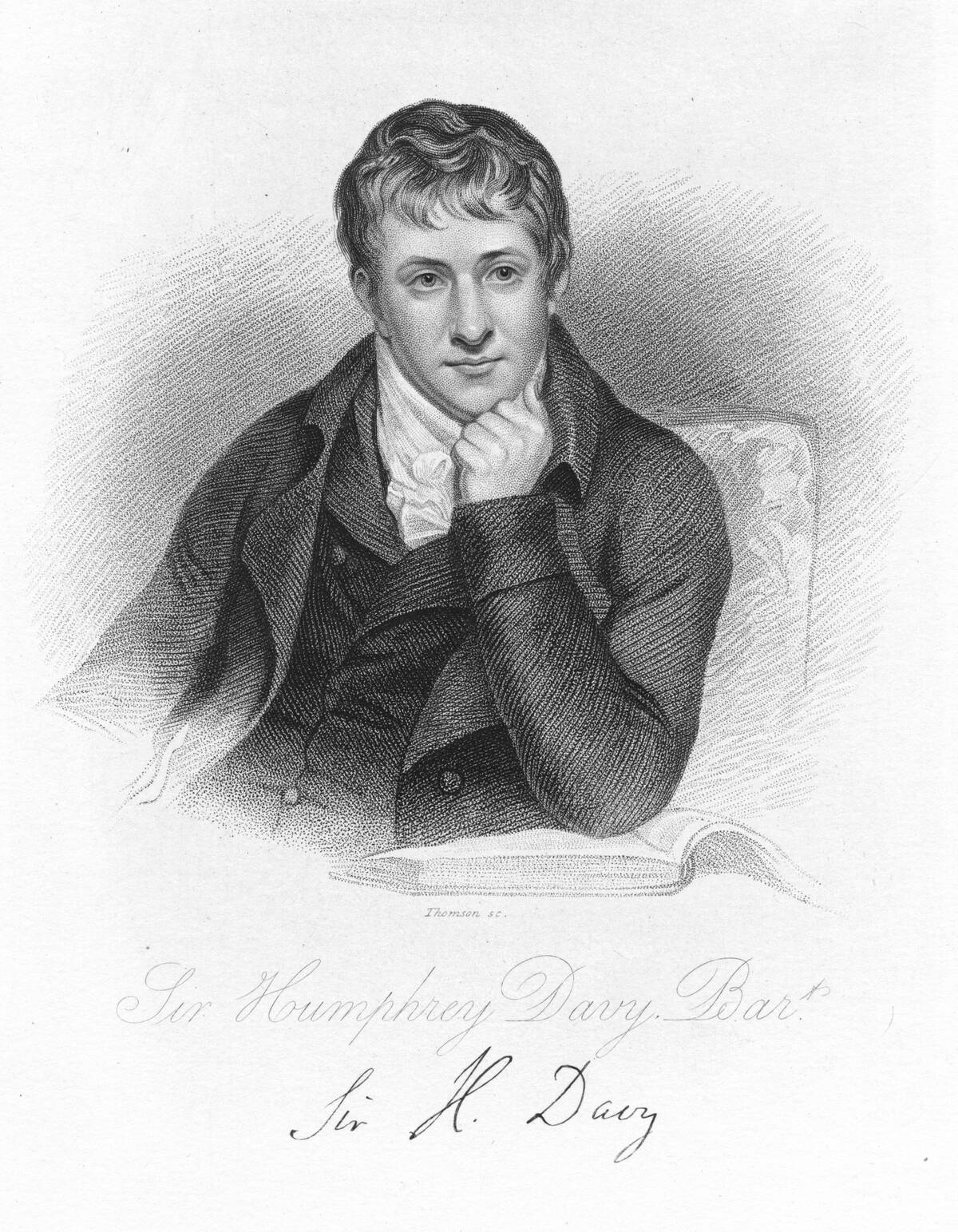 Humphry Davy (1778-1829) English chemist. Engraving...