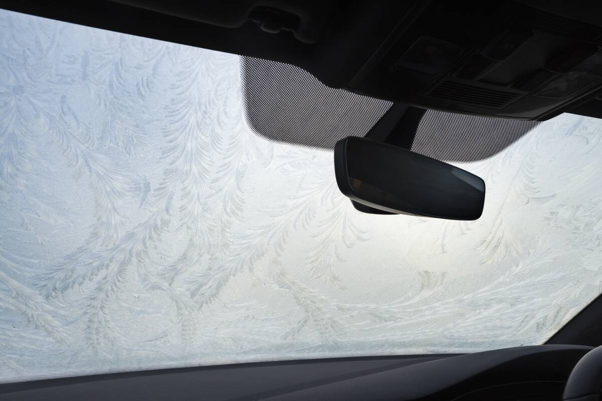 Interior of a frosted car after a biting cold winter morning, Radley, England