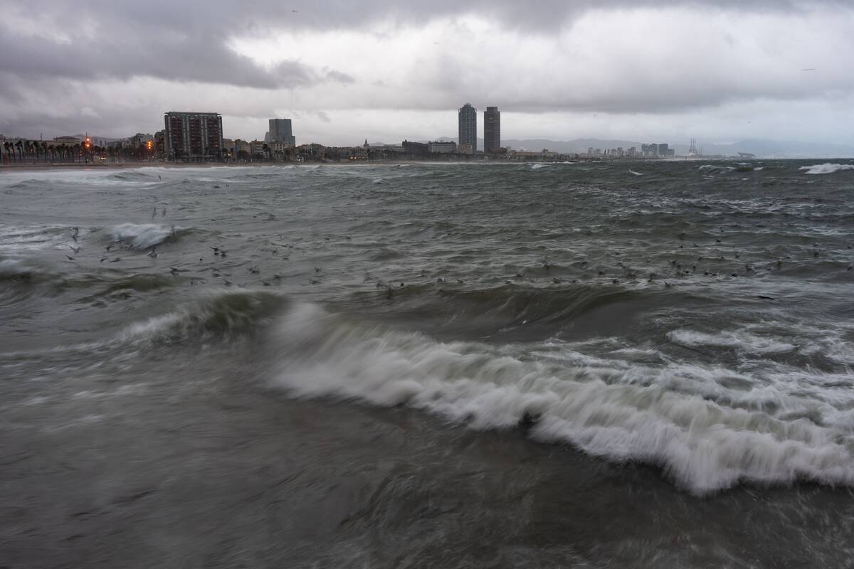 Maritime Storm In Catalonia, Spain.