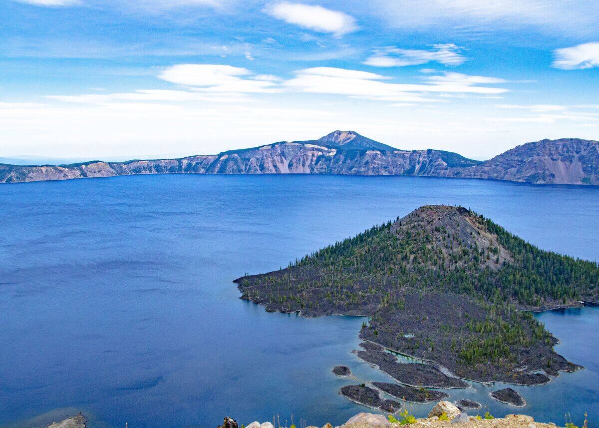 Oregon, Crater Lake National Park, Wizard Island, Crater Lake, from Discovery Point