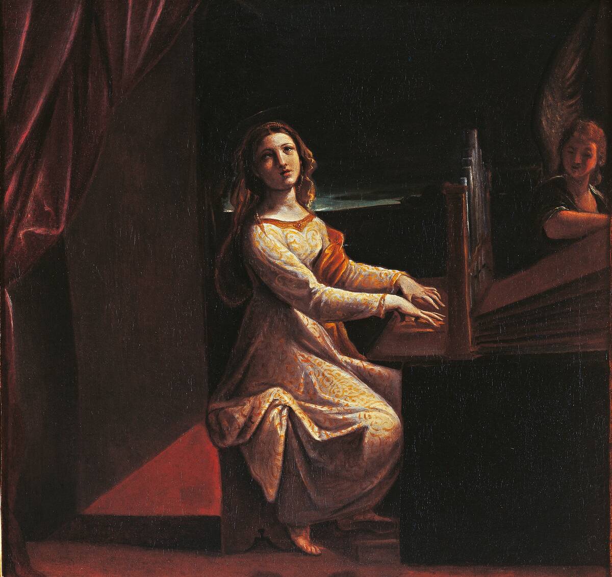 St Cecilia, by Ludovico Carracci, 1603 about, 17th Century, oil on canvas, cm 46,5 x 49.