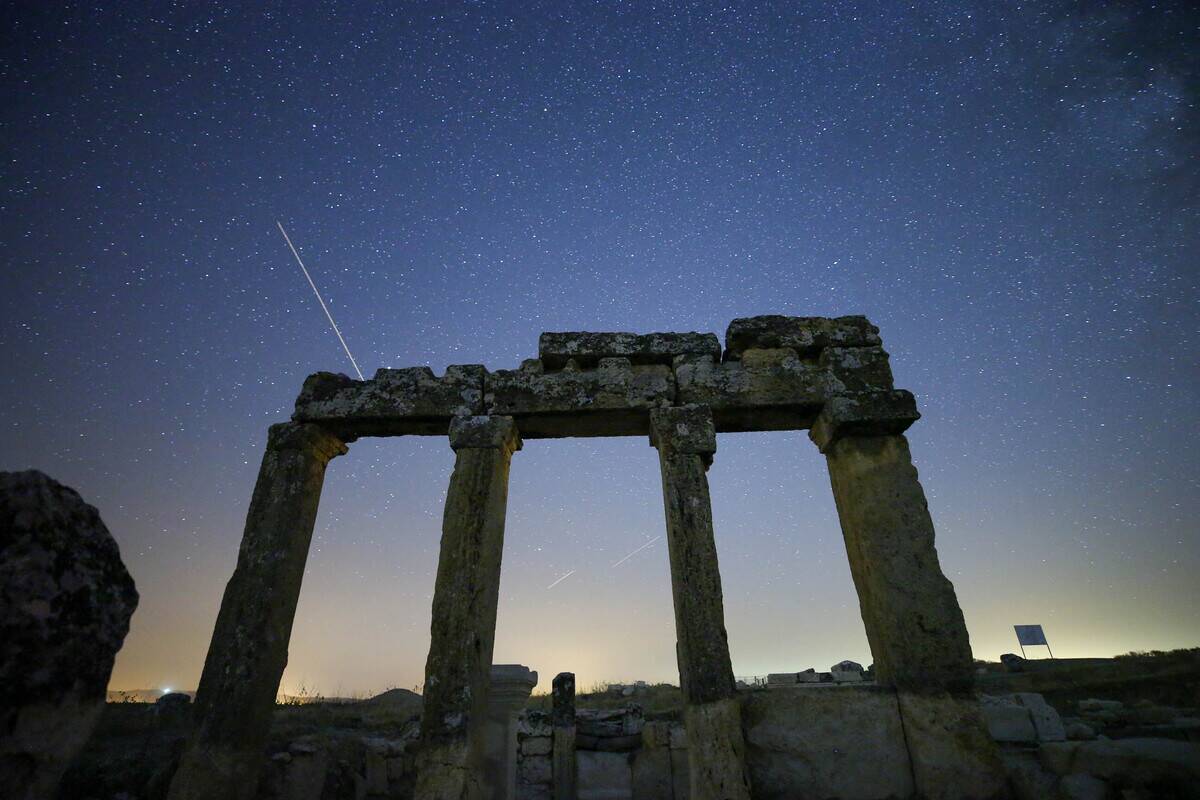Starry night in ancient city of Blaundos of Turkiye's Usak