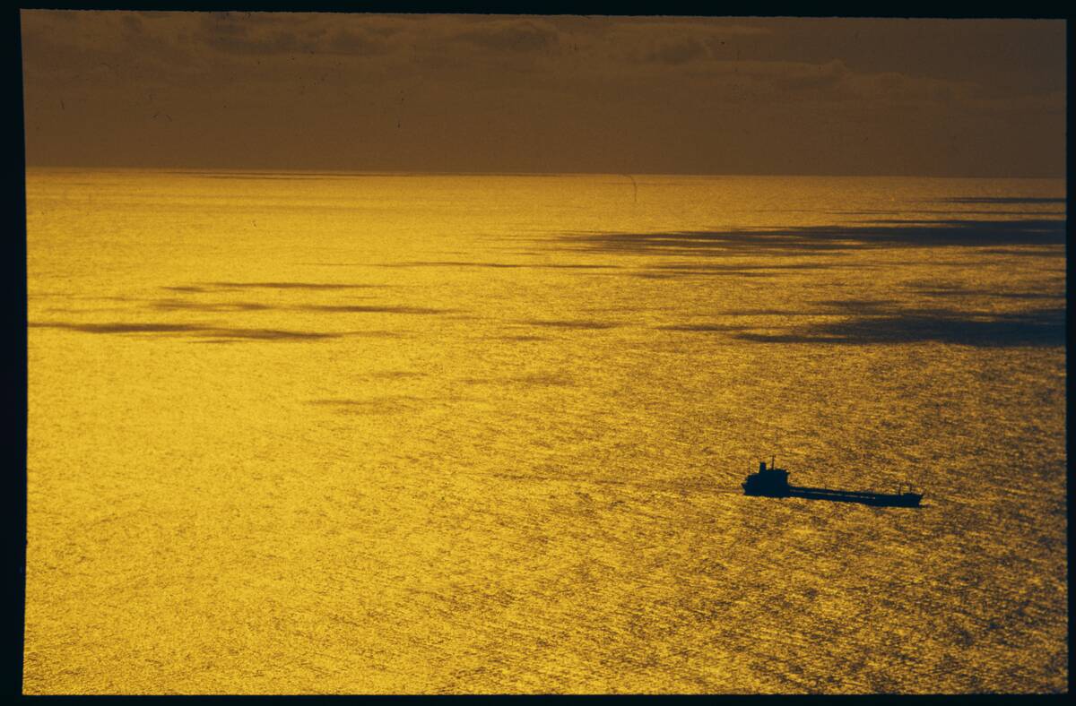 Tanker Dwarfed by Ocean