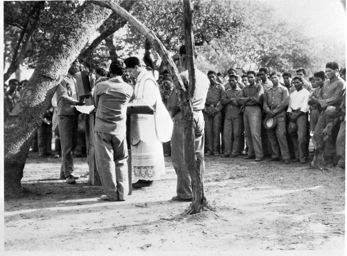 Troops Attend Mass at Chaco War Front 1934
