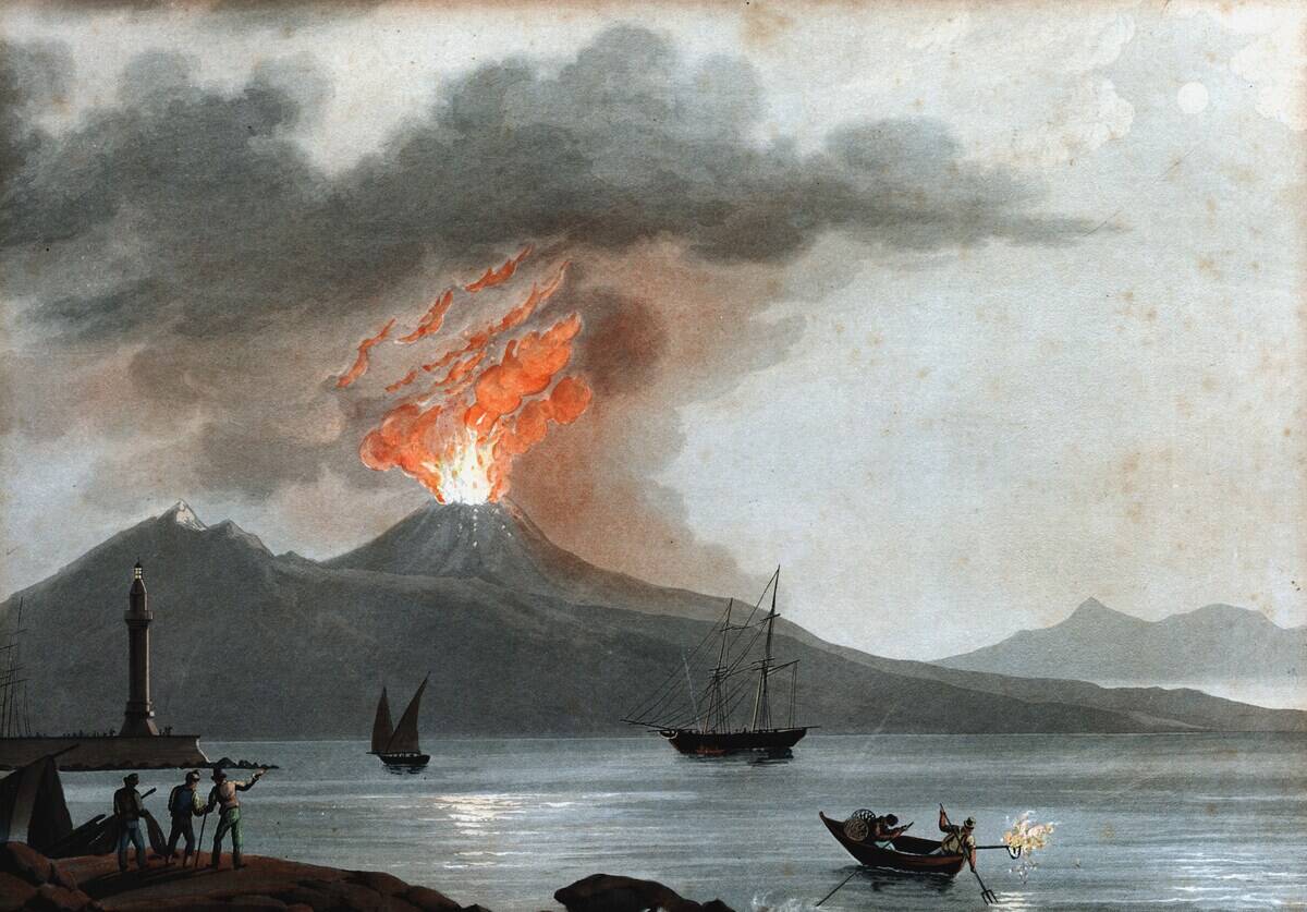 Vesuvius during one of its early 19th century eruptions.