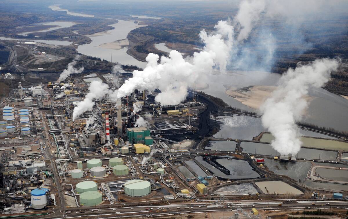 Aerial view of the Suncor oil sands extr