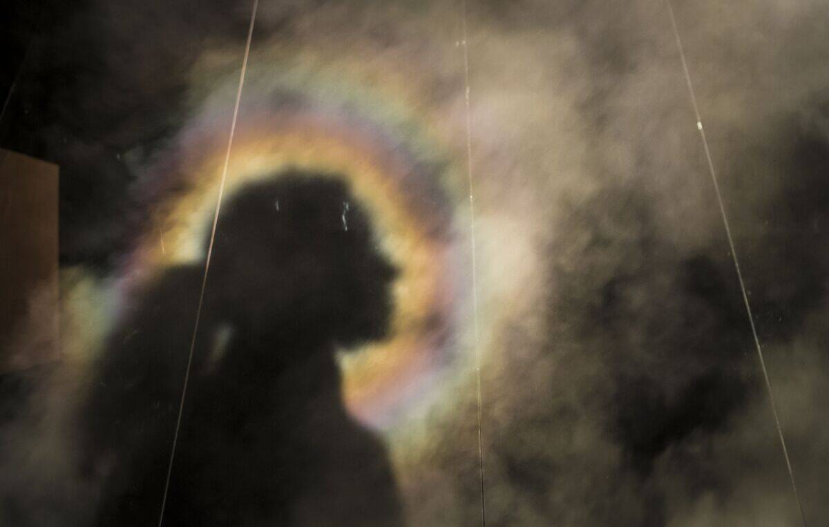 Brocken Spectre light and sound event at Rievaulx Abbe