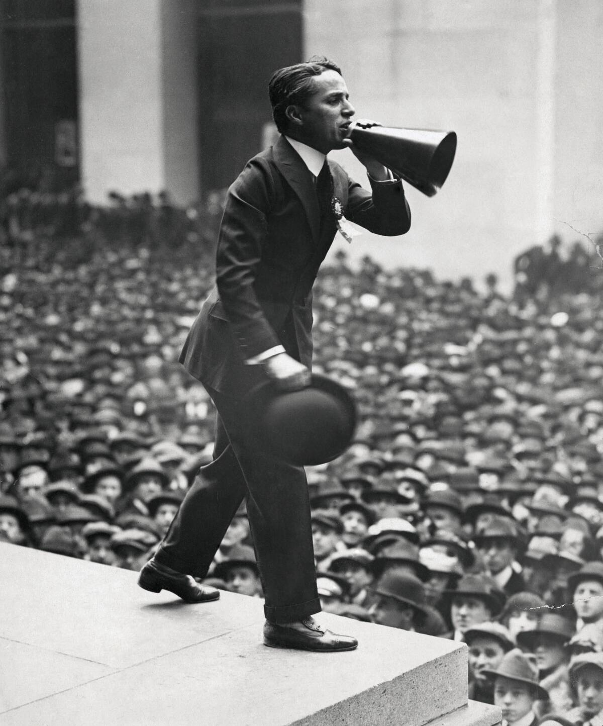 Charlie Chaplin Addressing Rally During World War I