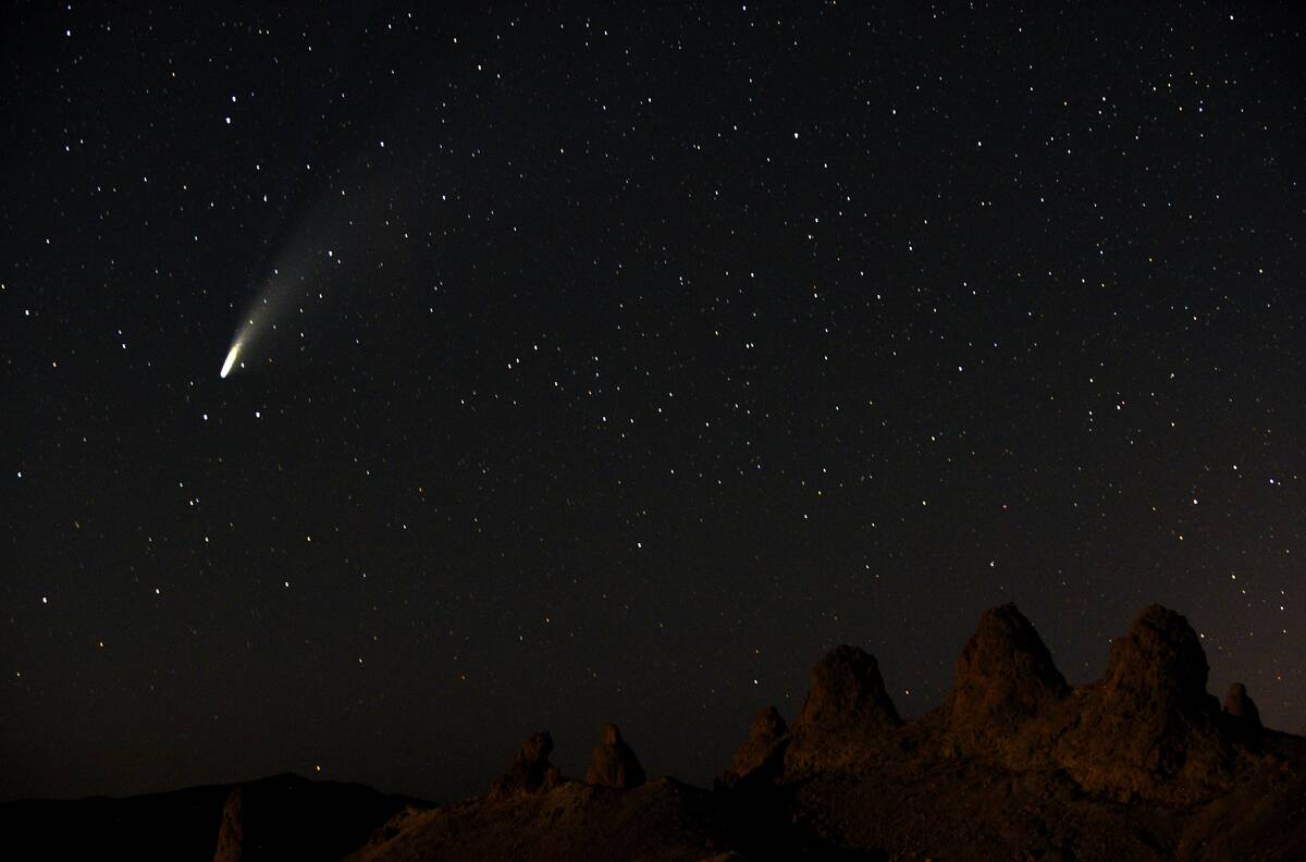Comet NEOWISE above Trona Pinnacles in California