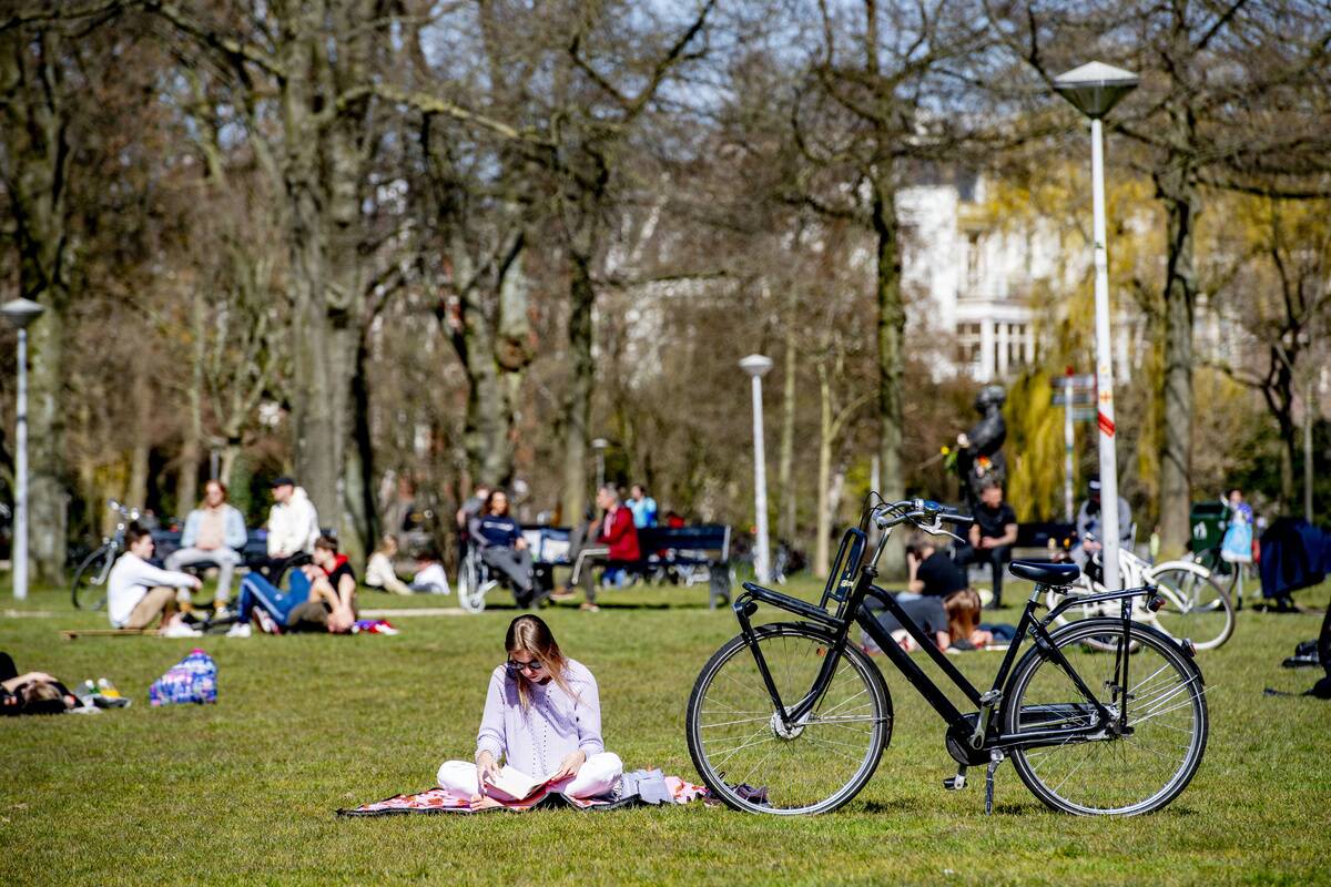 Crowds Enjoy Spring Sunshine in Amsterdam