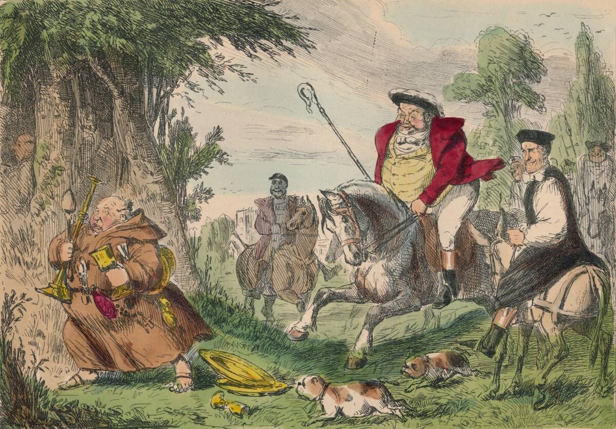 Henry VIII Monk Hunting, 1850. Artist: John Leech