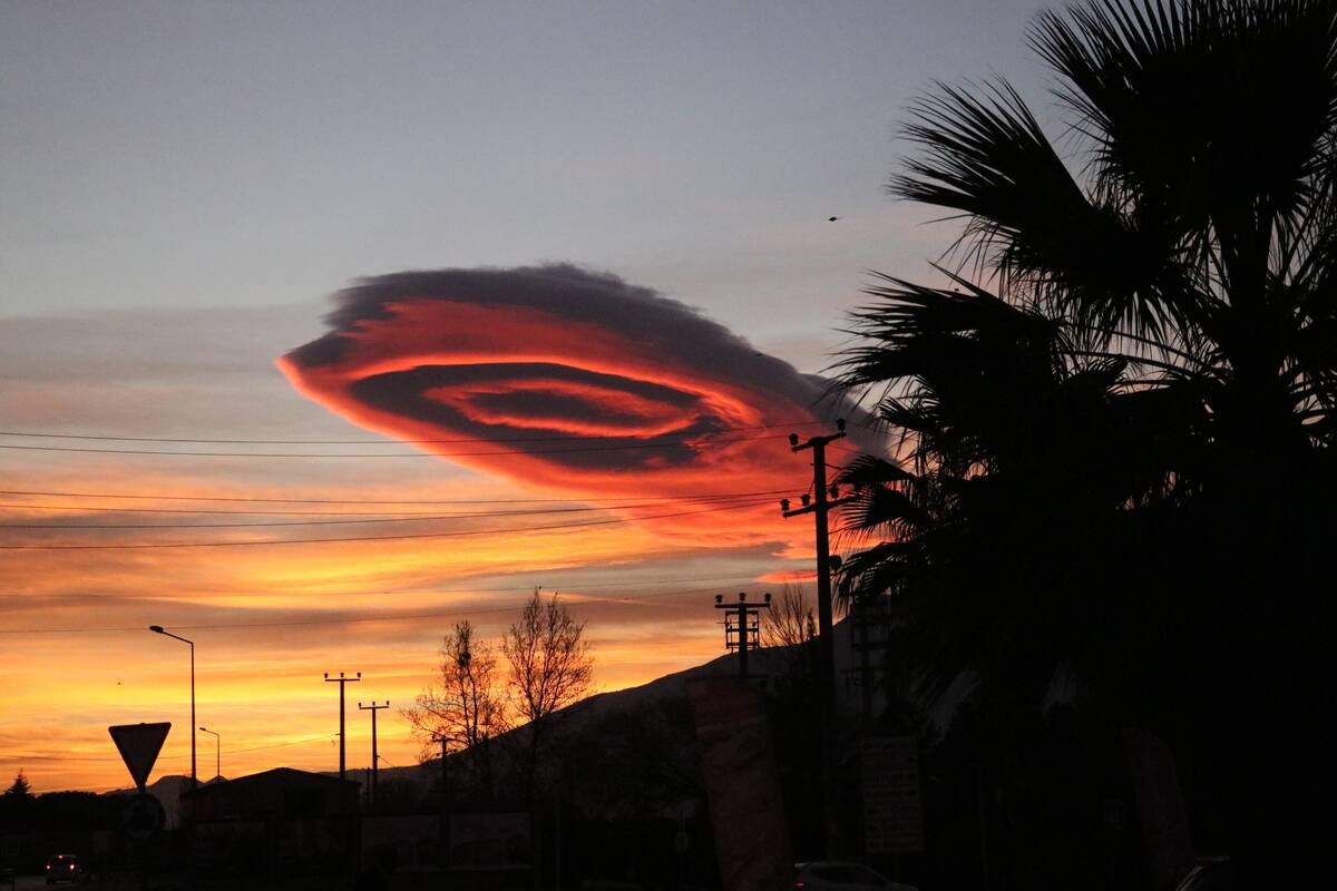 Lenticular clouds appear over Turkiye's Bursa...