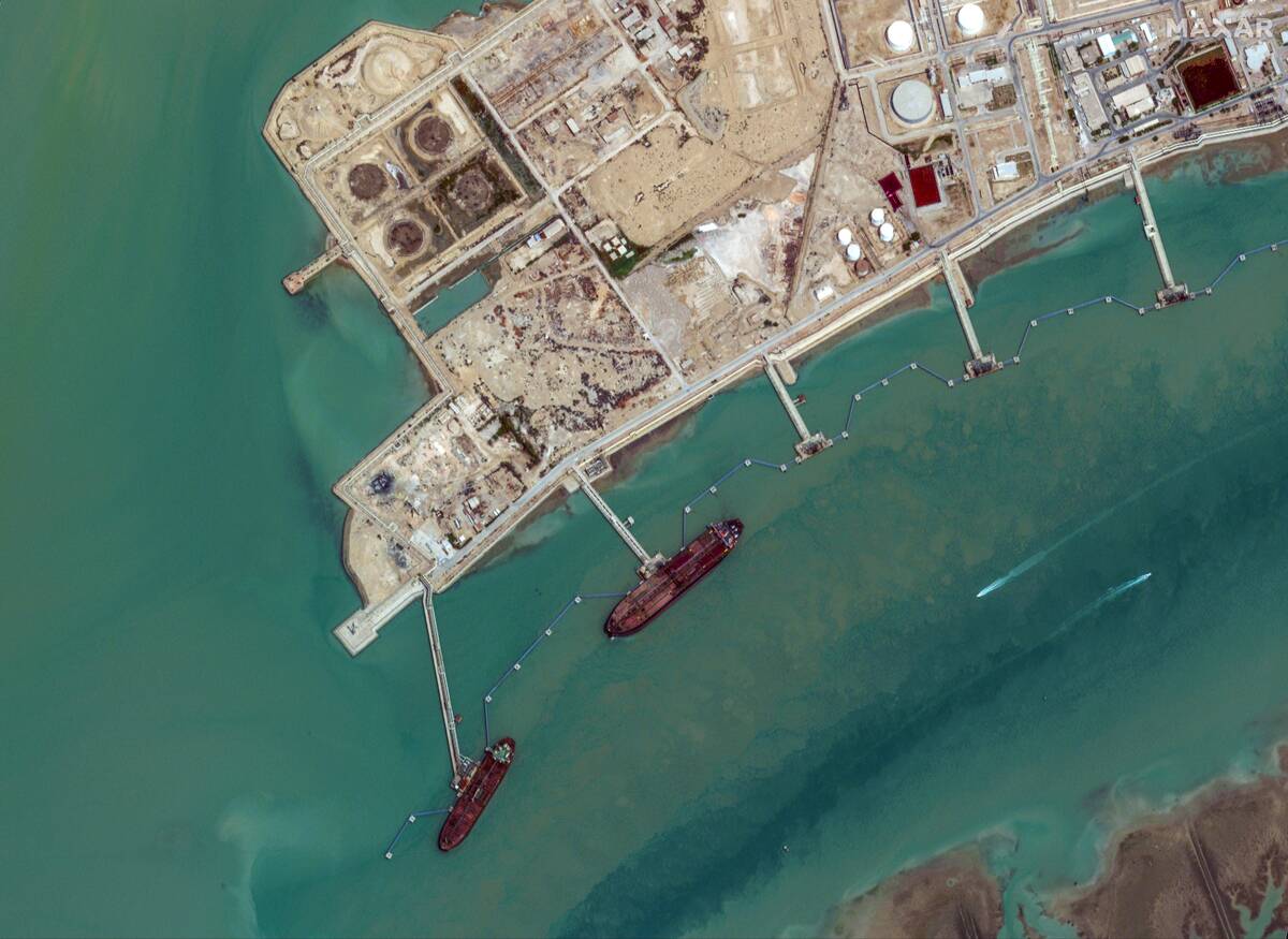 MAHSHAHR OIL TERMINAL, IRAN -- AUGUST 18, 2023: Maxar overview satellite imagery of the Fortune Galaxy Mahshahr Oil Terminal in Iran. Please use: Satellite image (c) 2024 Maxar Technologies.