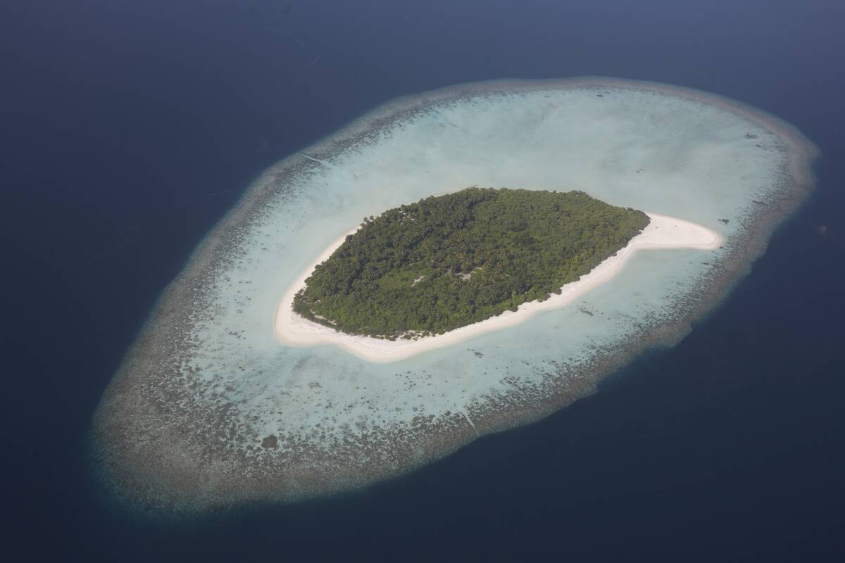 Maldives - Mal' - Aerial of an uninhabited island