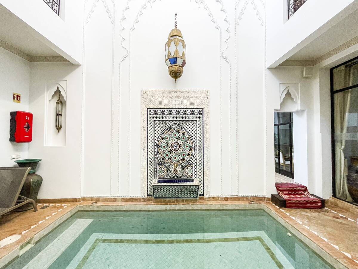 Morocco, Marrakech, Traditional riad, Hammam