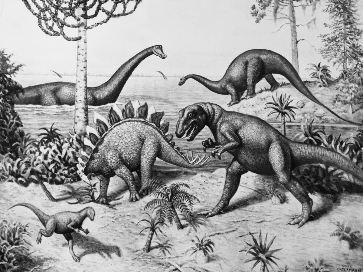 Painting of Dinosaurs by Ernest Untermann