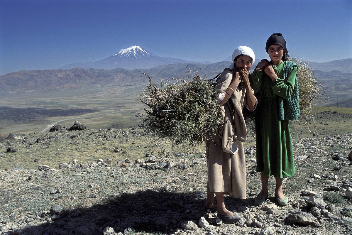 Portrait Of Two Girls & Mount Ararat