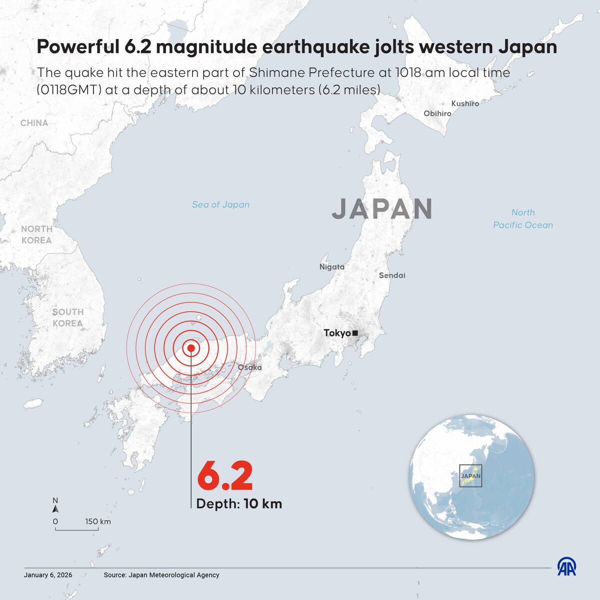 Powerful 6.2 magnitude earthquake jolts western Japan