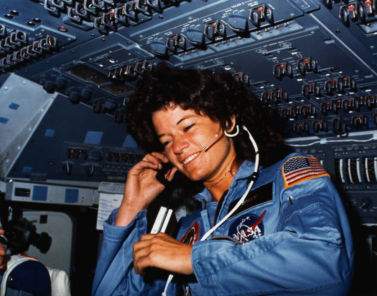 Sally Ride Communicating with Ground Control