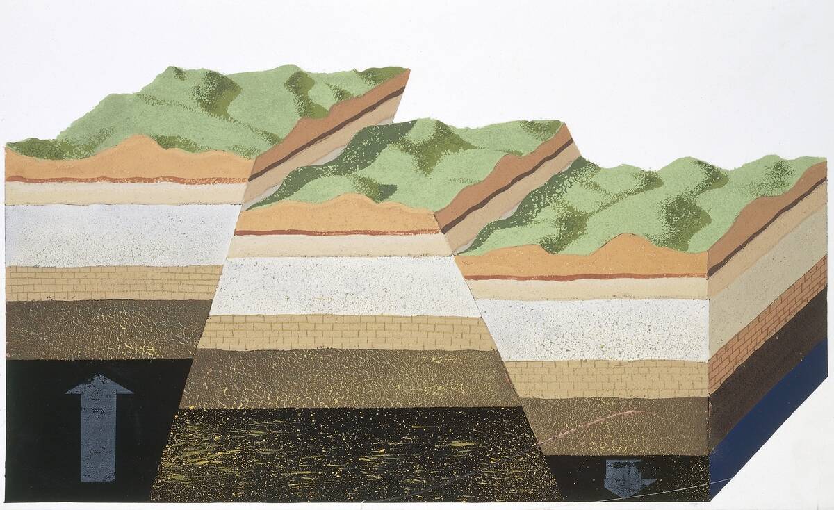 Tectonics movements, illustration