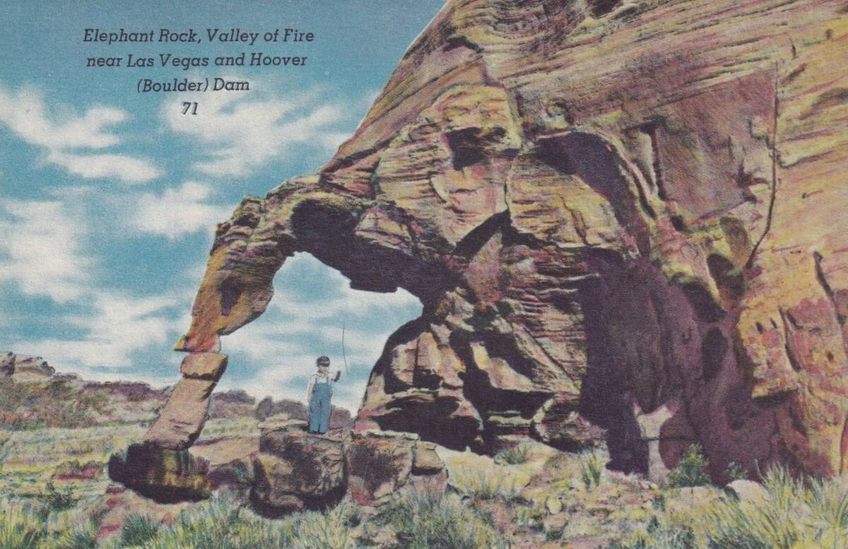 Vintage souvenir postcard, Valley of Fire State Park, Greetings from Las Vegas series, 1951
