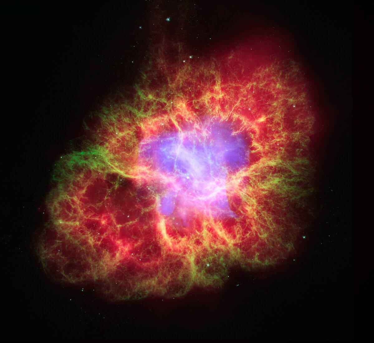 A star's spectacular death in the constellation Taurus was observed on Earth as the supernova of 1054 A.D. NASA's Spitzer Space Telescope.