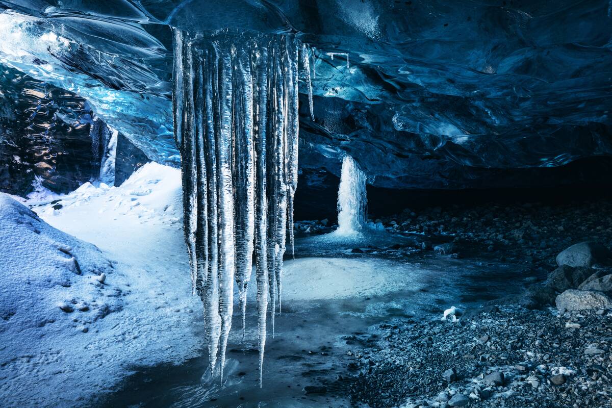 Blue ice texture in the caves in Jškuls‡rl—n glacier. Iceland. North Atlantic Ocean