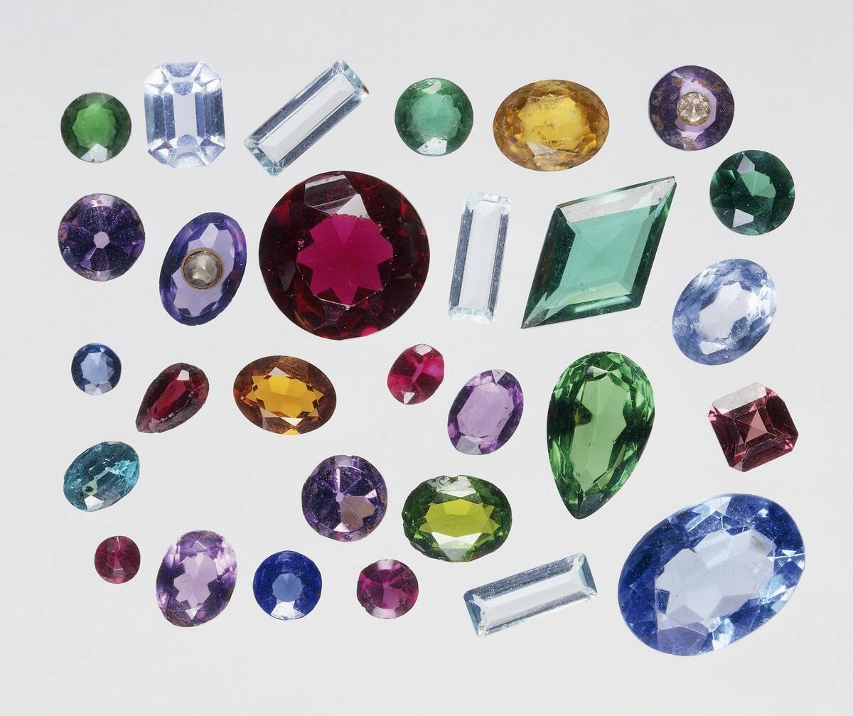 Colored gemstones with different shapes and cuts...