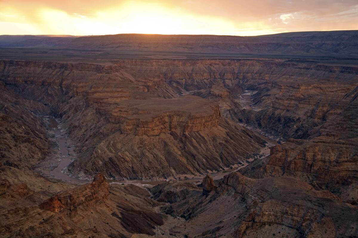 Fish River Canyon, second largest canyon in the world at sunset, Namibia, South Africa