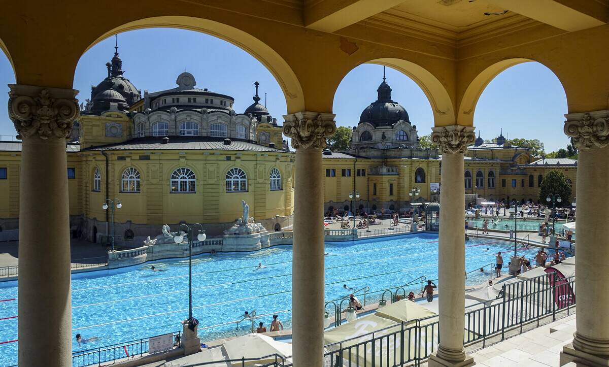 Szechenyi Thermal Baths in Budapest, Hungary, the largest in...