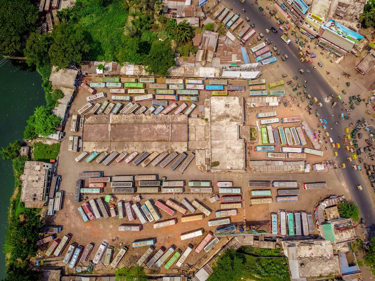 (EDITORS NOTE: Image taken by a drone) An aerial view of