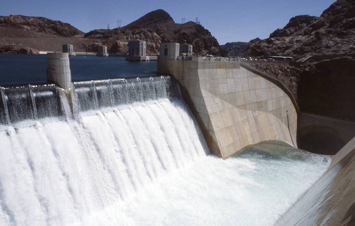 Hoover Dam Water Overflow into Spillways