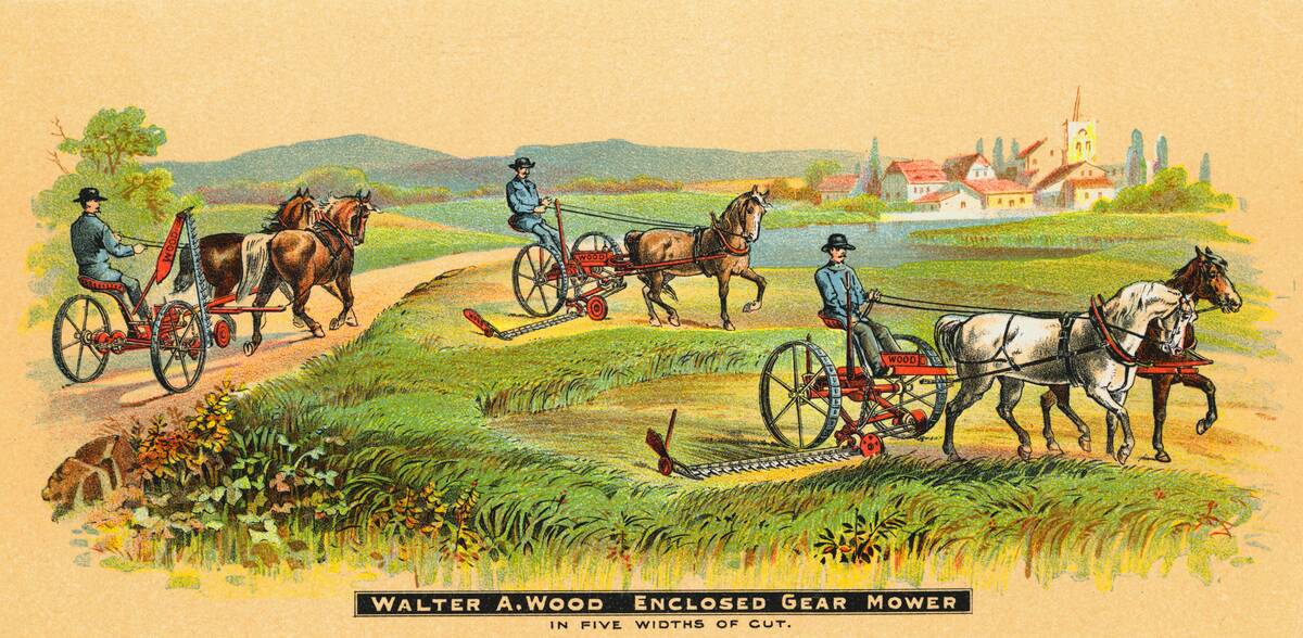 Illustration Of Horsedrawn Lawnmower