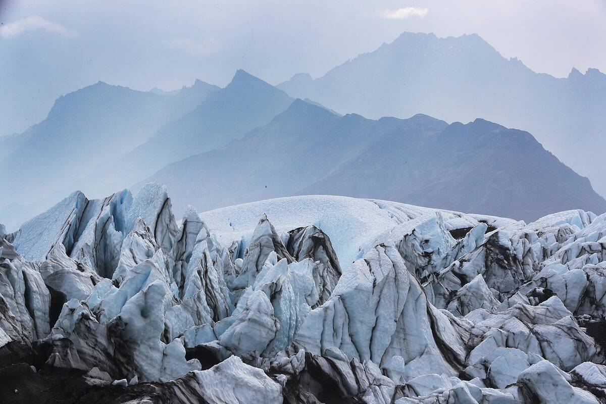 Matanuska Glacier In Alaska Serves As Hiking Destination Near City Of Anchorage