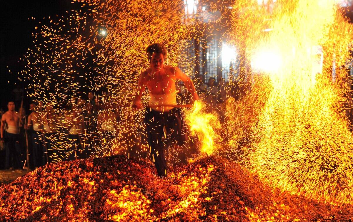 Traditional Firewalking Activity In Pan'an