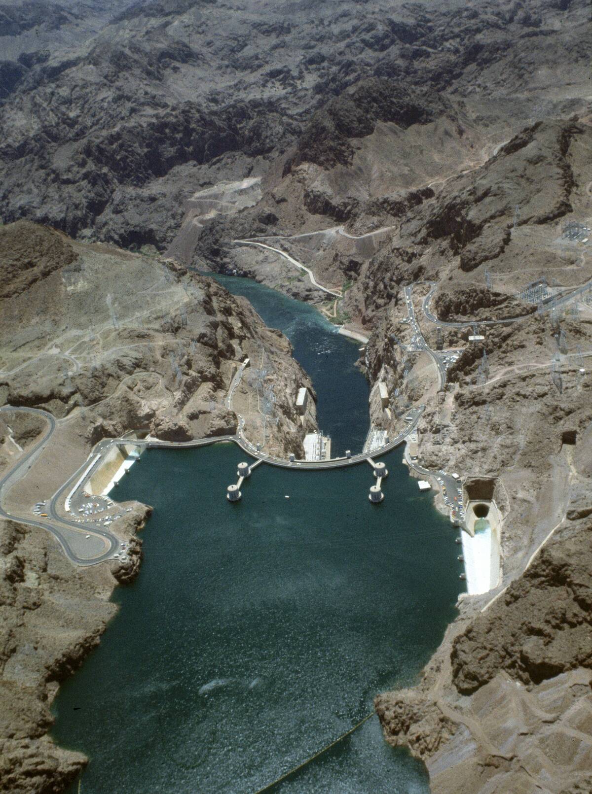 Water Overflows Lake Mead over Hoover Dam 1983