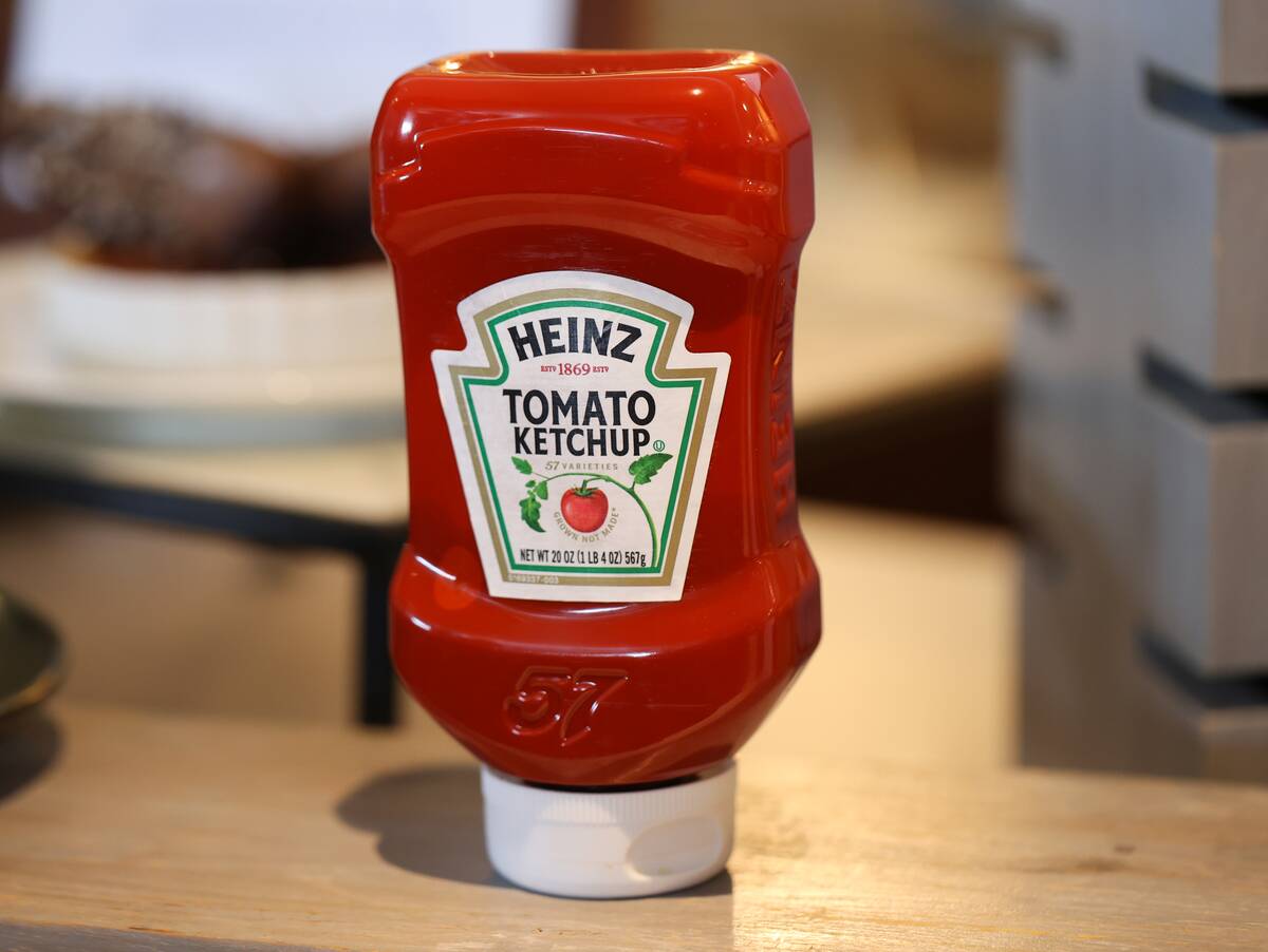 Boston, MA - April 5: A bottle of Heinz Tomato Ketchup at the Aura Club. (Photo by Jonathan Wiggs/The Boston Globe via Getty Images)