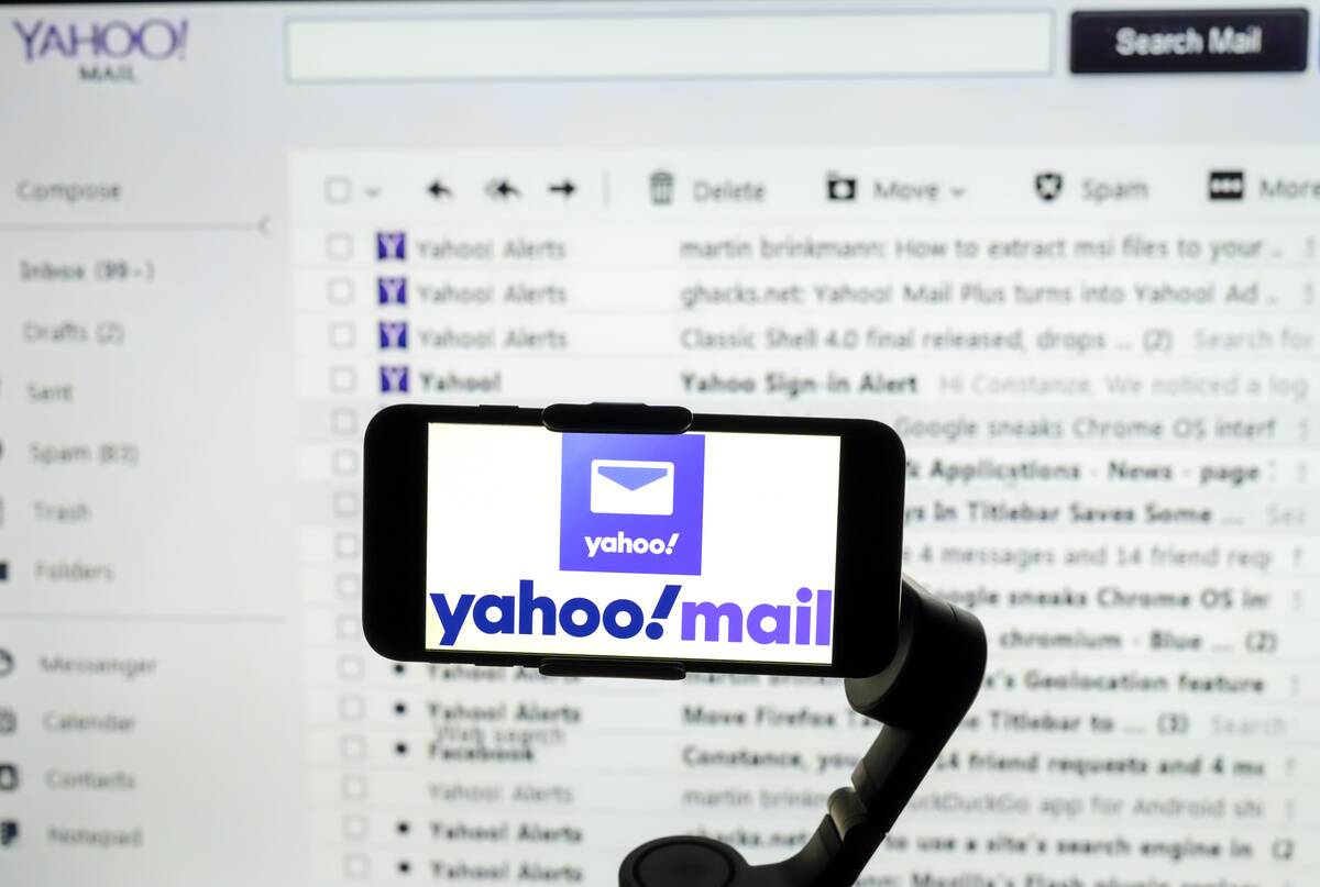 In this photo illustration, the logo of Yahoo Mail is seen