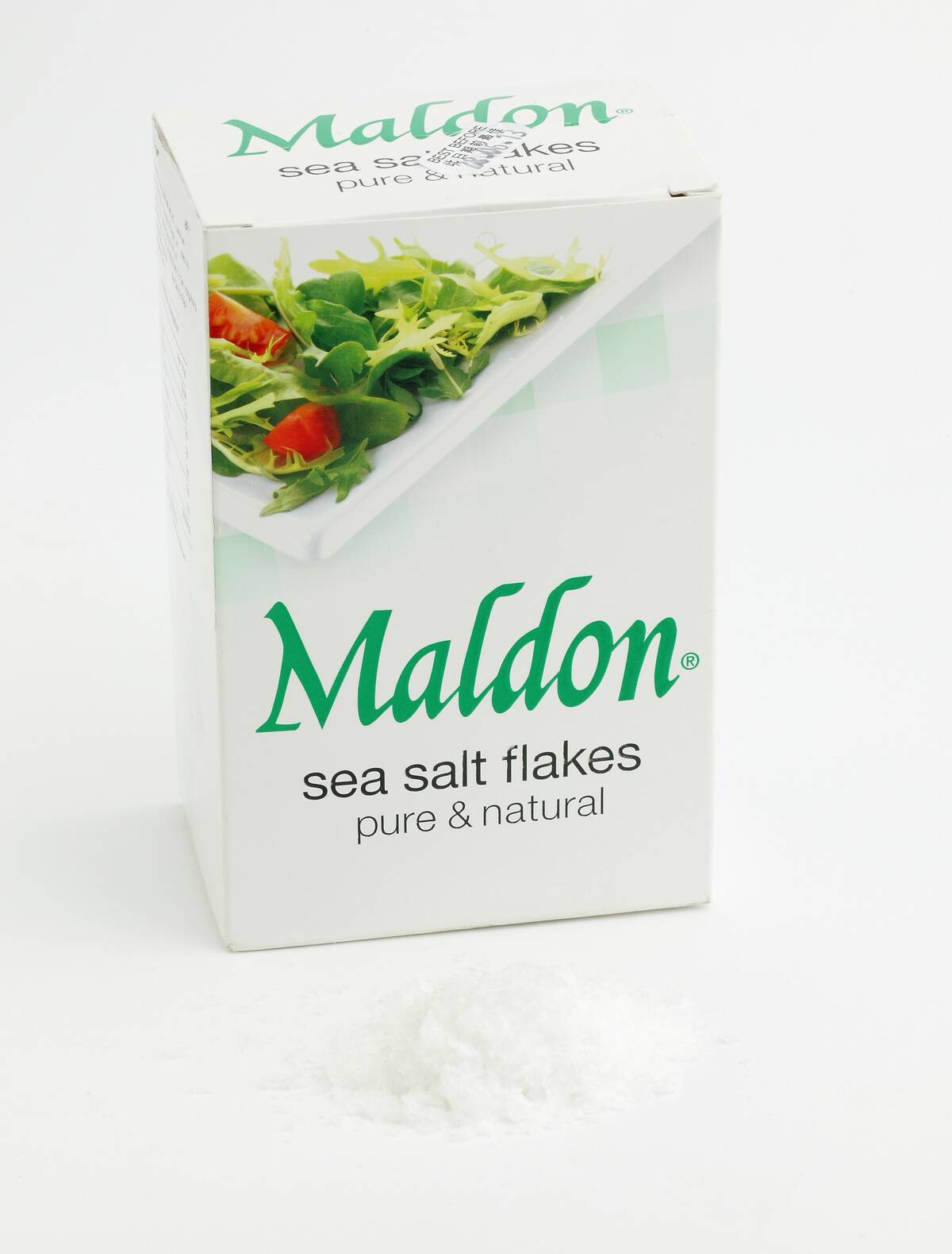 Various raw sea salt for Food and Wine. Maldon pure & natural sea salt flakes. 25JUL11