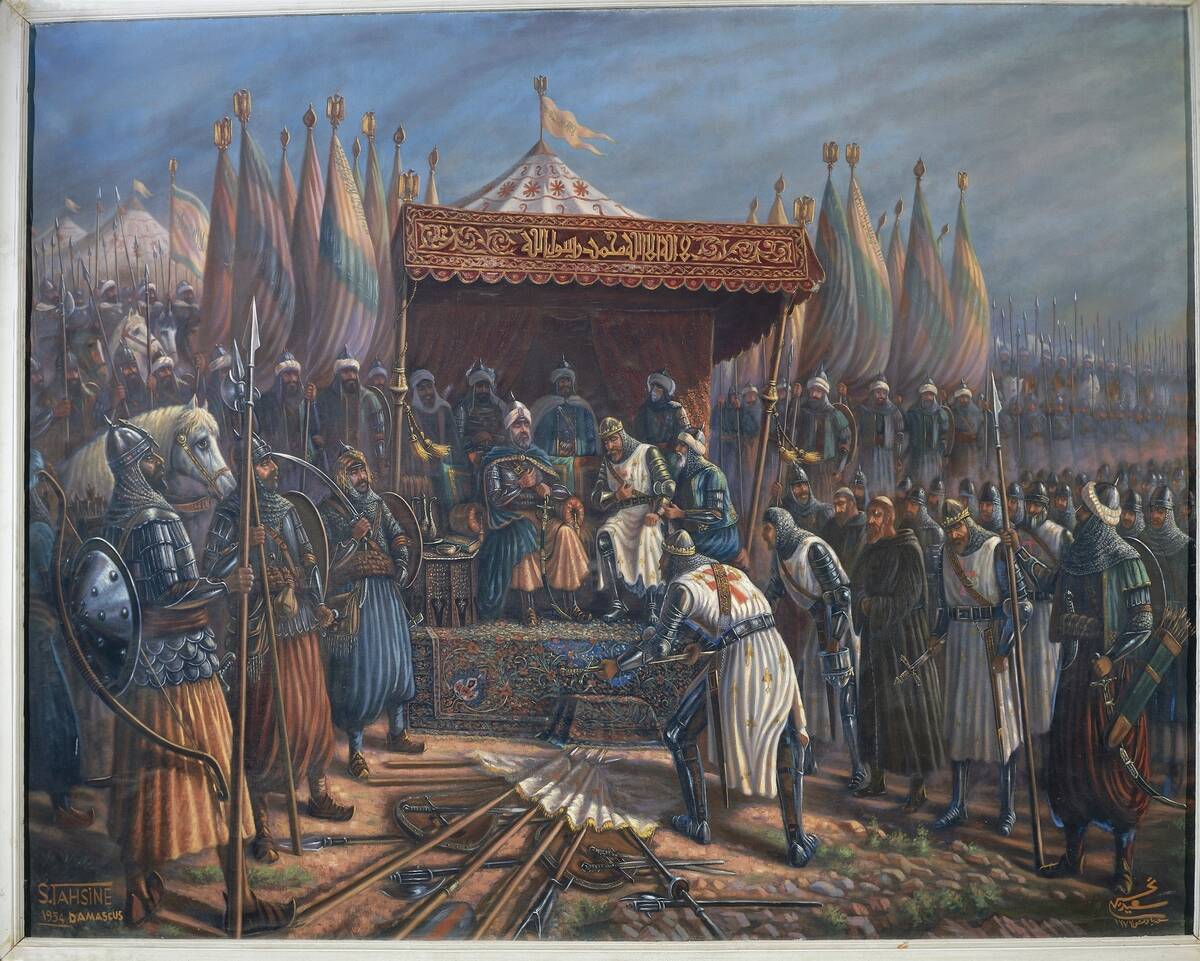 Syria, Damascus, musee national de damas 12th century, surrender of Richard I Lionheart before Saladin after Battle of Hattin (1187)