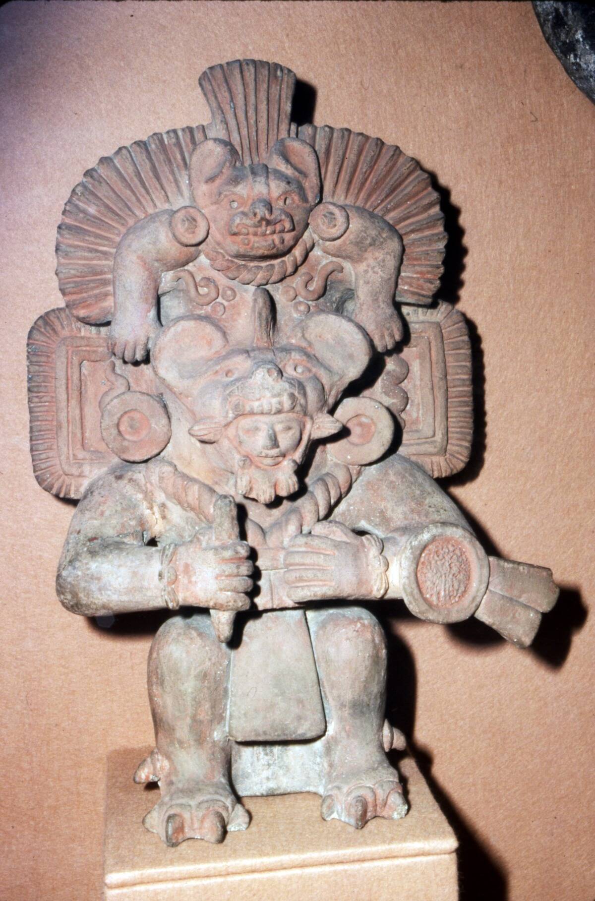 Pottery. Bat-God: Pottery With Red Paint. Zapotec Culture